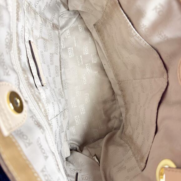 MICHAEL KORS Jet Set Camel Tan Leather Medium Tote Double Strap Bucket Handbag - Picture 6 of 16